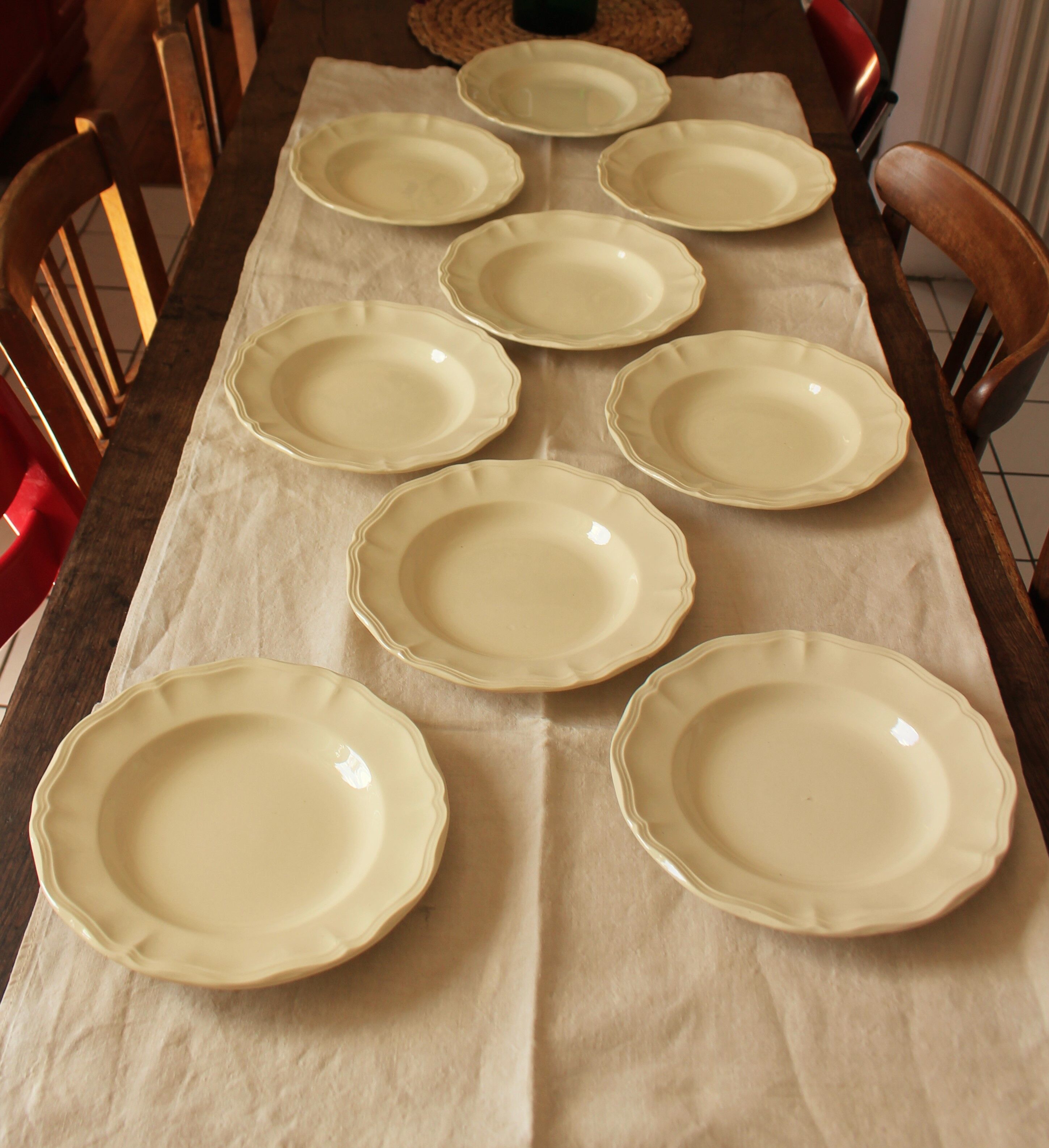Lot 10 hollow plates Digoin Sarreguemines Faïence hatch