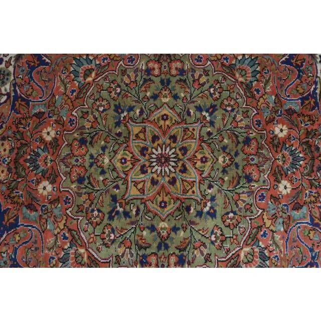 1960s Vintage Persian Handmade Wool Cotton Light Red Area Rug 253x340