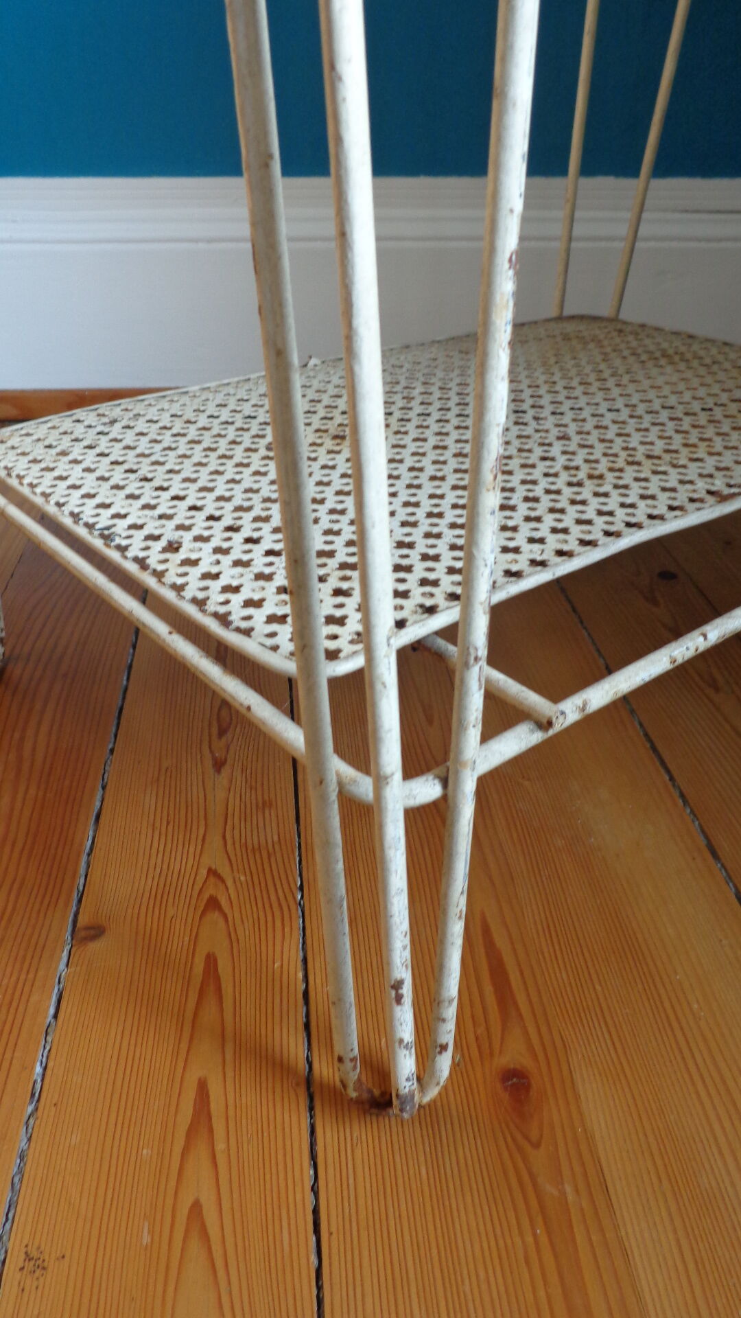Vintage perforated metal shelf