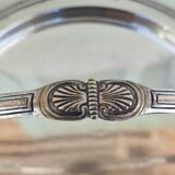 Silver plate and glass crudité serving dish