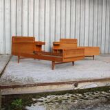 Pair of twin beds and bedside tables 1950