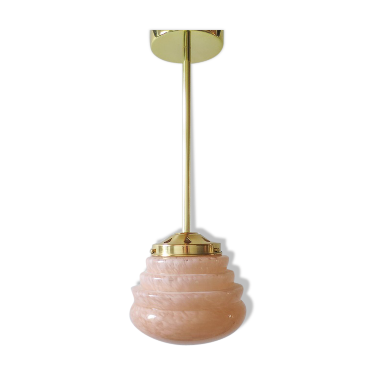 Brass opaline hanging lamp