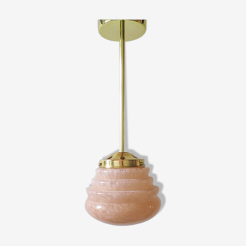 Brass opaline hanging lamp