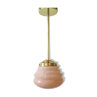 Brass opaline hanging lamp