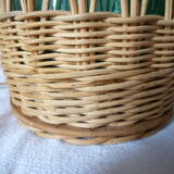 Lamp in glass and woven rattan