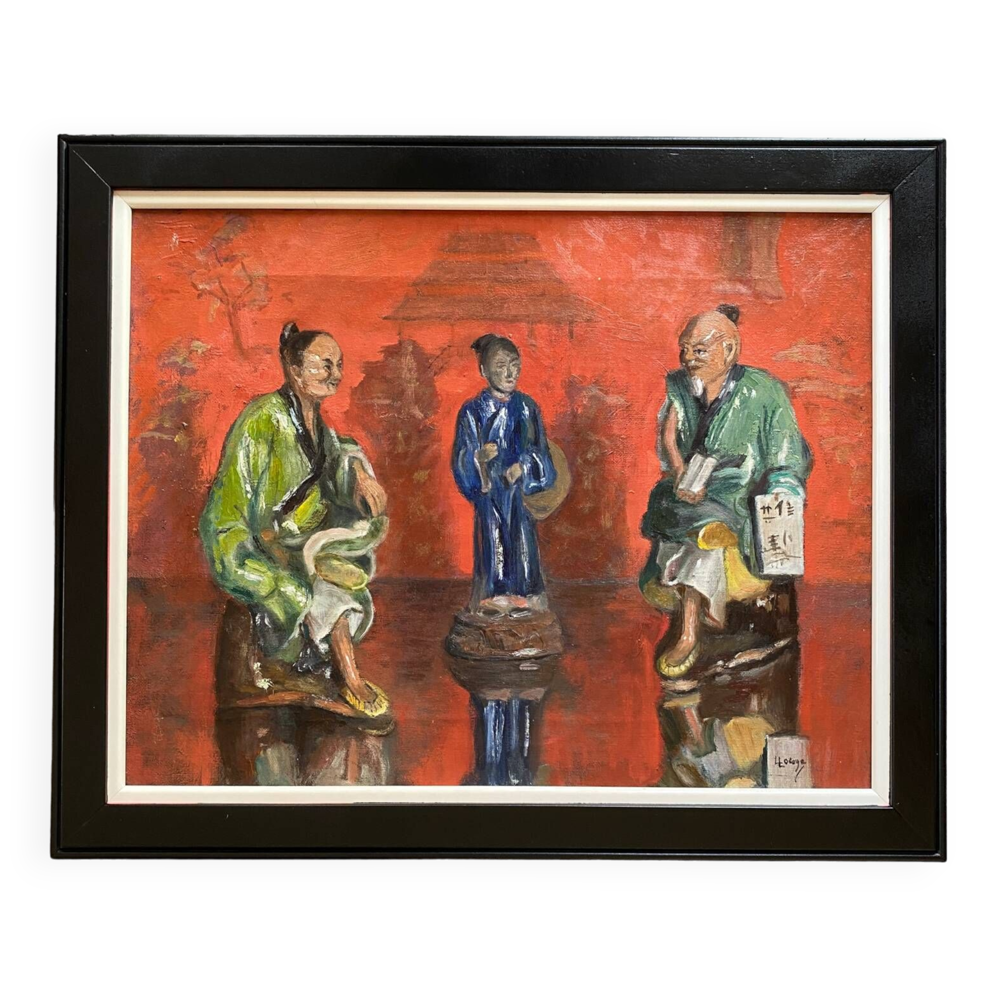 Oil on canvas Asian family
