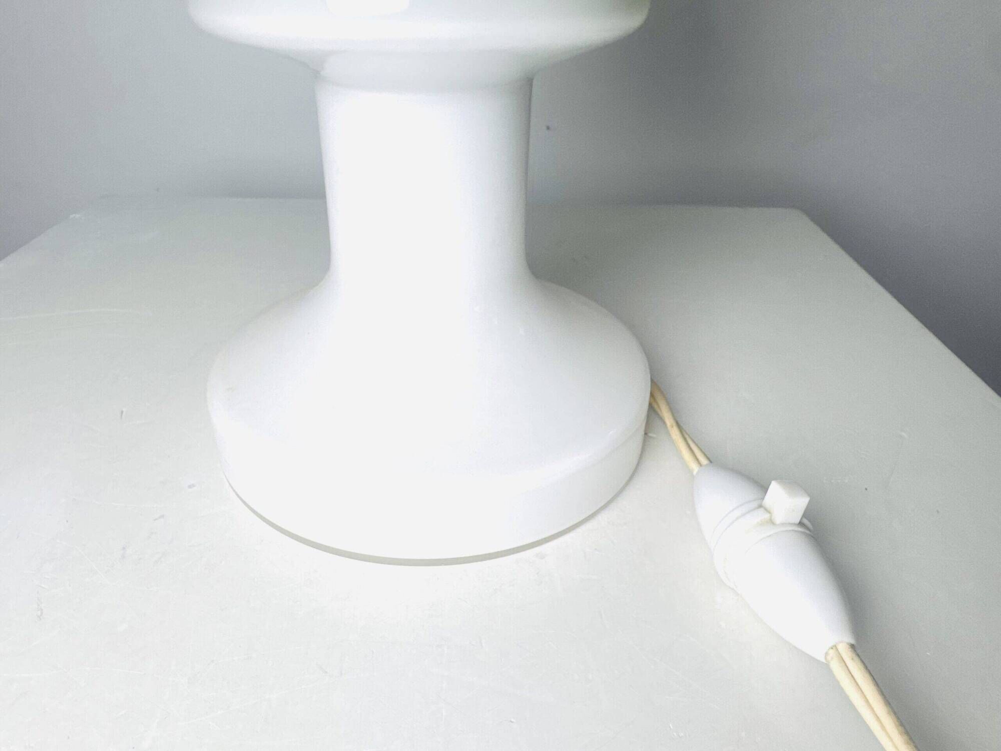 Sculptural Table Lamp In Green And Opal Glass By Dijkstra Lampen, The Netherlands 1960S