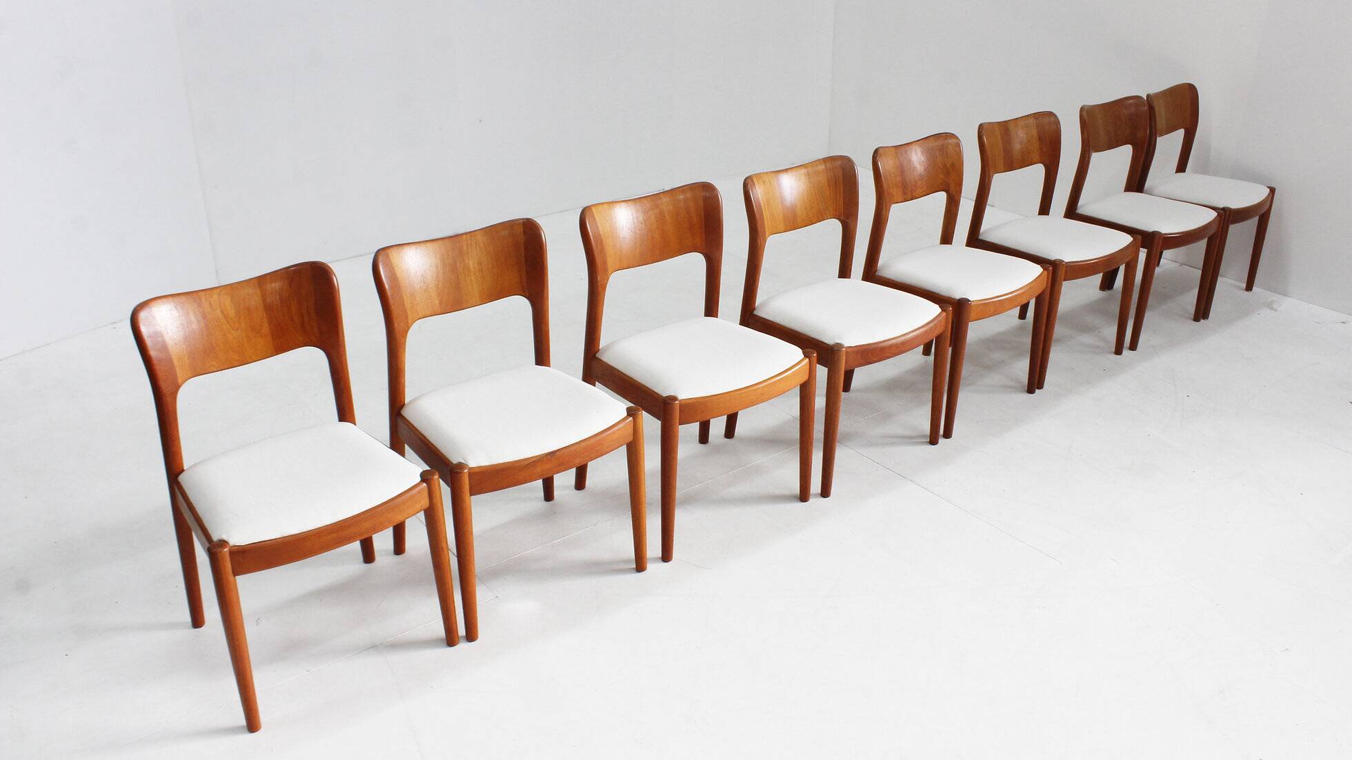 Set of 8 vintage Danish dining chairs by Niels Koefoed 1960s teak