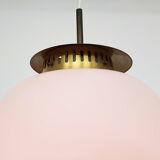 Set of two milk glass and brass design lights