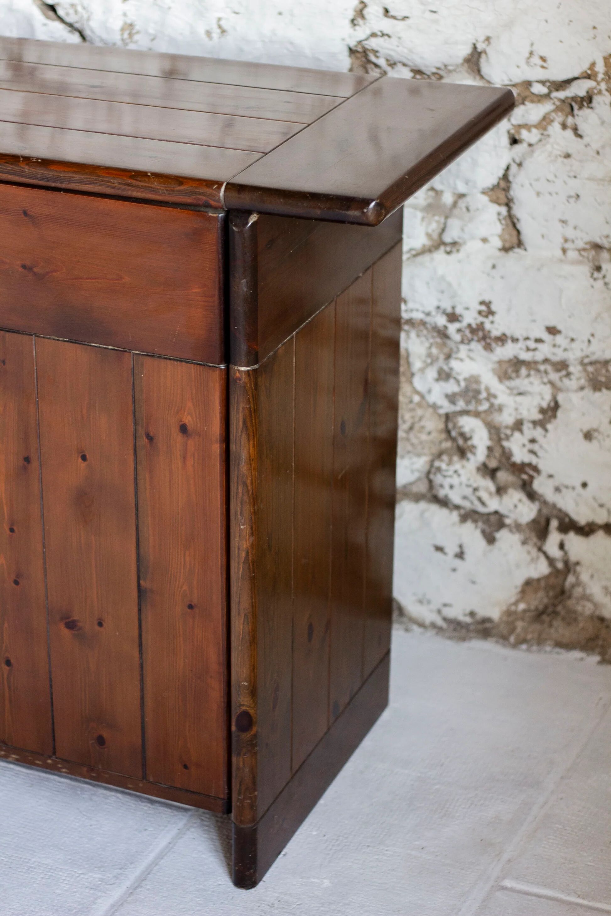 Enfilade by Silvio Coppola in stained solid wood, 1970.