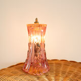Pink chiseled glass table lamp