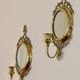 Pair of Mid Century Swedish Brass Sconces with Mirror