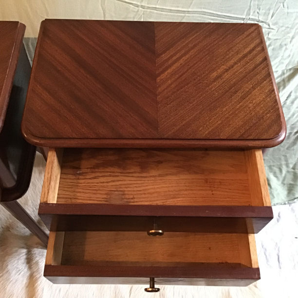 Pair of bedside tables Scandinavian feet 50's compass