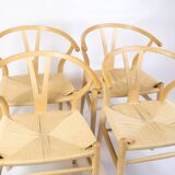 Ensemble de quatre chaises Wishbone, modèle Ch24, en hêtre, par Hans J. Wegner