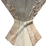 vintage stone dining table with glass top