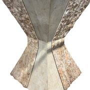 vintage stone dining table with glass top