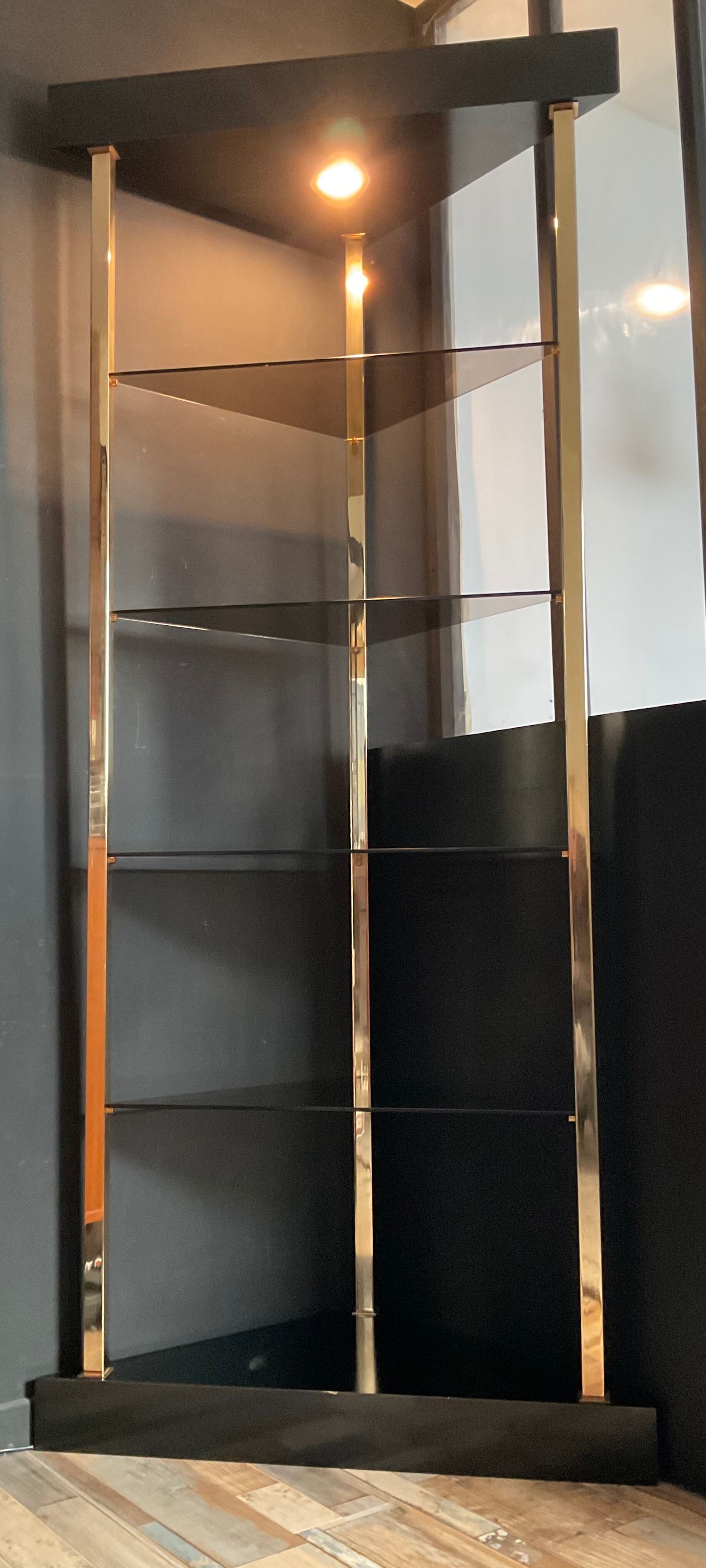 70s brass light shelf