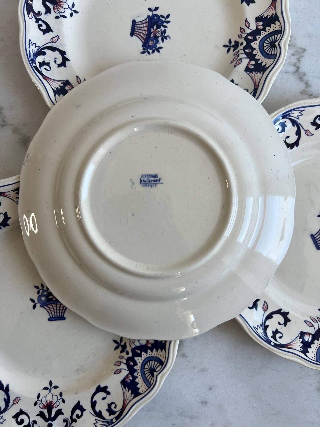 Longchamp France dinner plates, Rouennais model