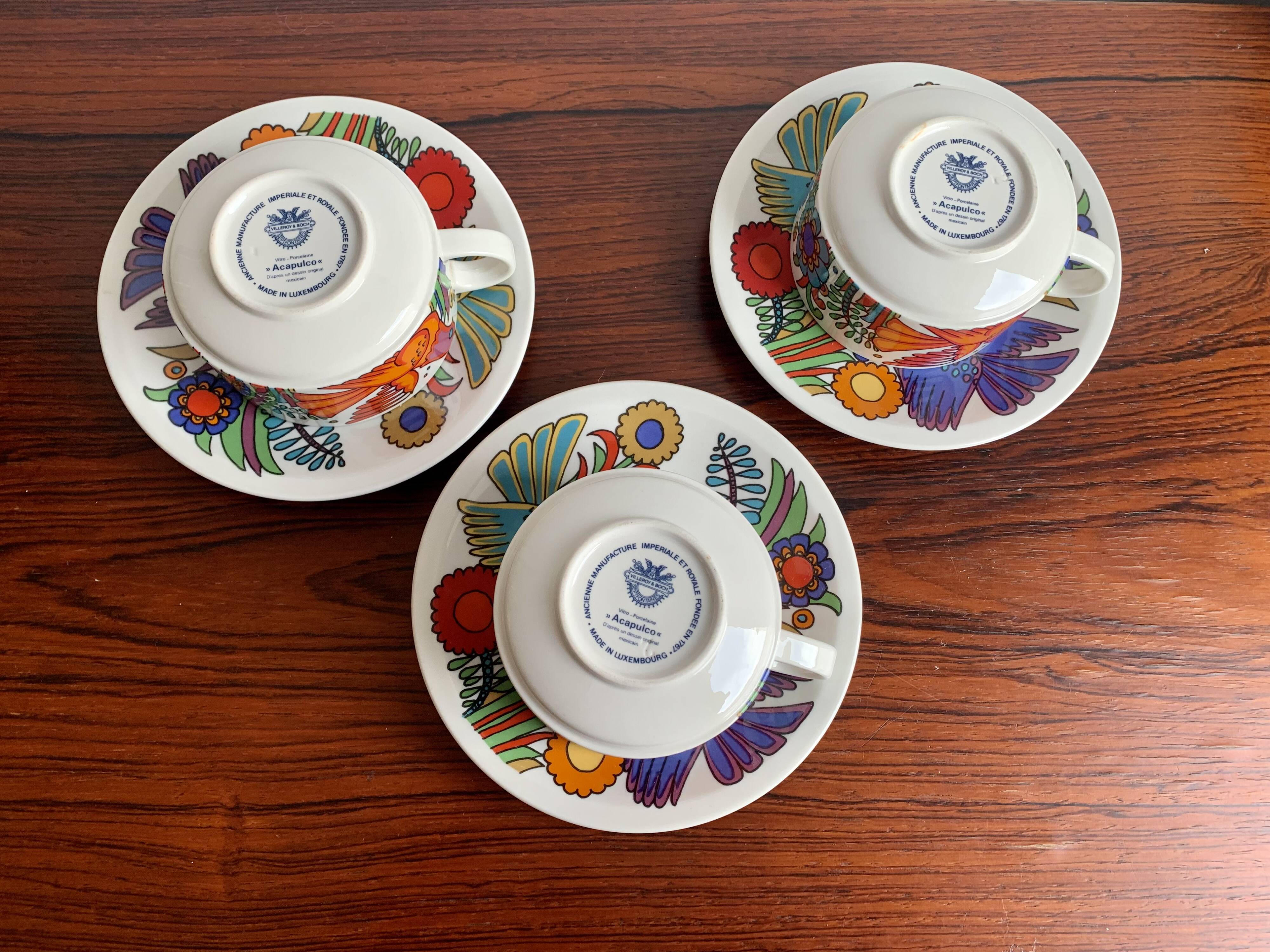 Ensemble de 3 grandes tasses à café Villeroy & Boch Acapulco