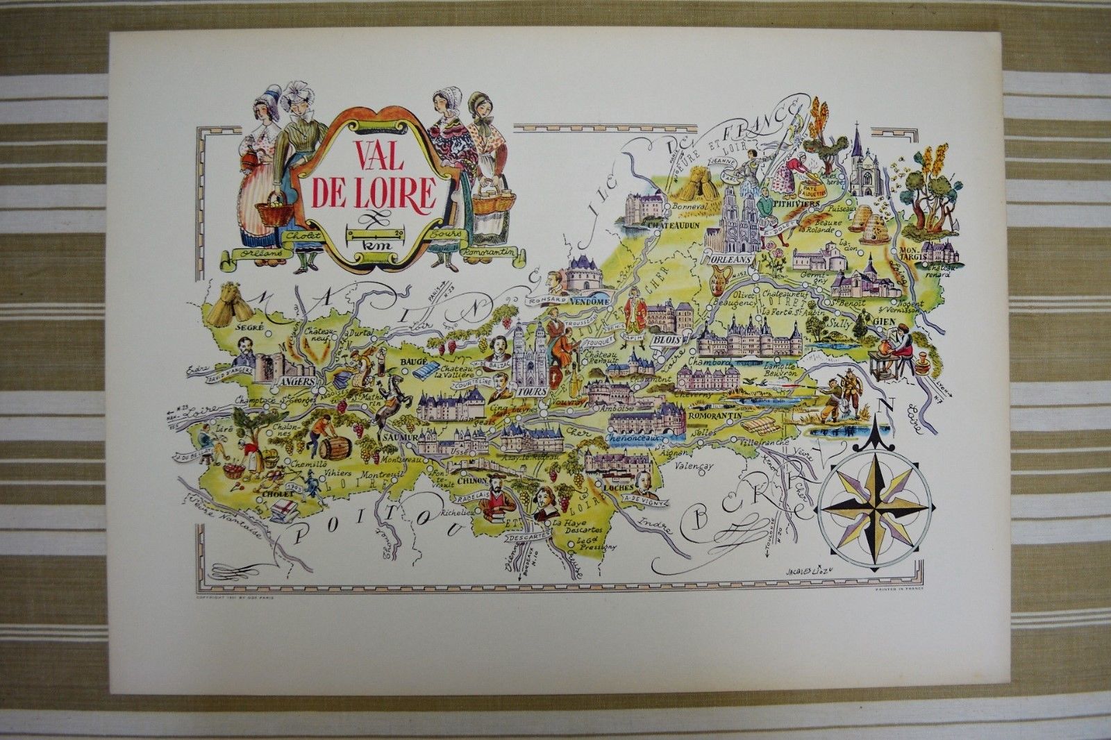 Illustrated map of Asia of Jacques Liozu world map