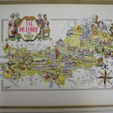 Illustrated map of Asia of Jacques Liozu world map