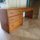 Vintage cane rattan desk with a large top and 5 drawers - 1960s/70s.