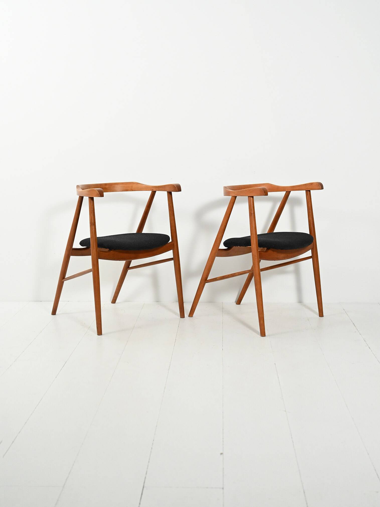 Pair of walnut dining chairs