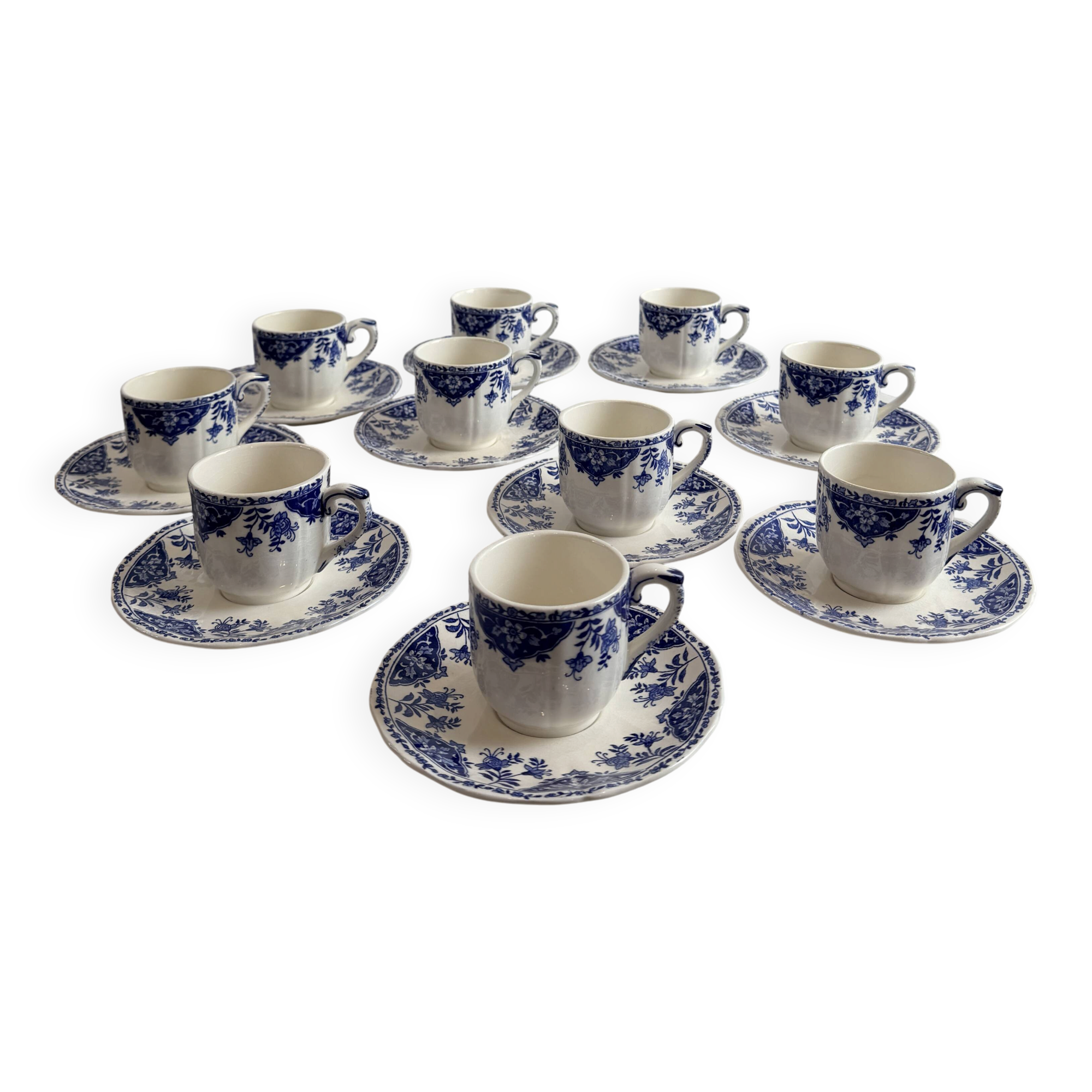 Set of 10 coffee/espresso cups - Gien - Ironstone