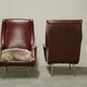 Pair of armchairs vintage with feet brass Italy 1960 s