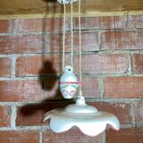 Antique Ceramic Up & Down Pendant Light with Vintage Flowers & Fruits Decor