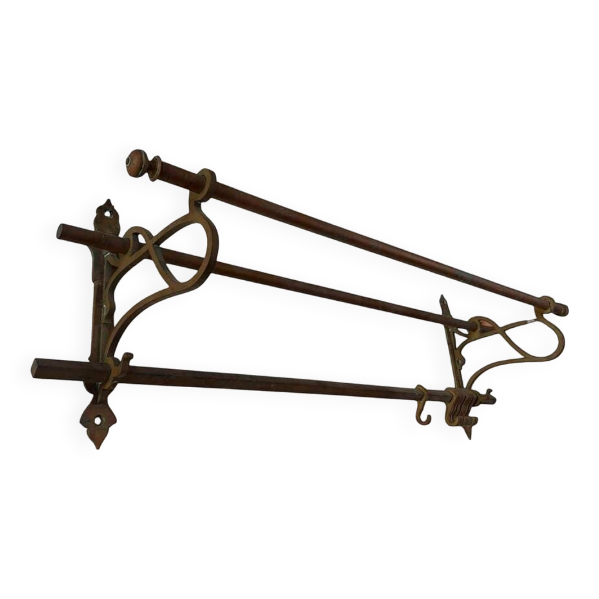 Vintage wall coat rack in copper / hanging coat rack