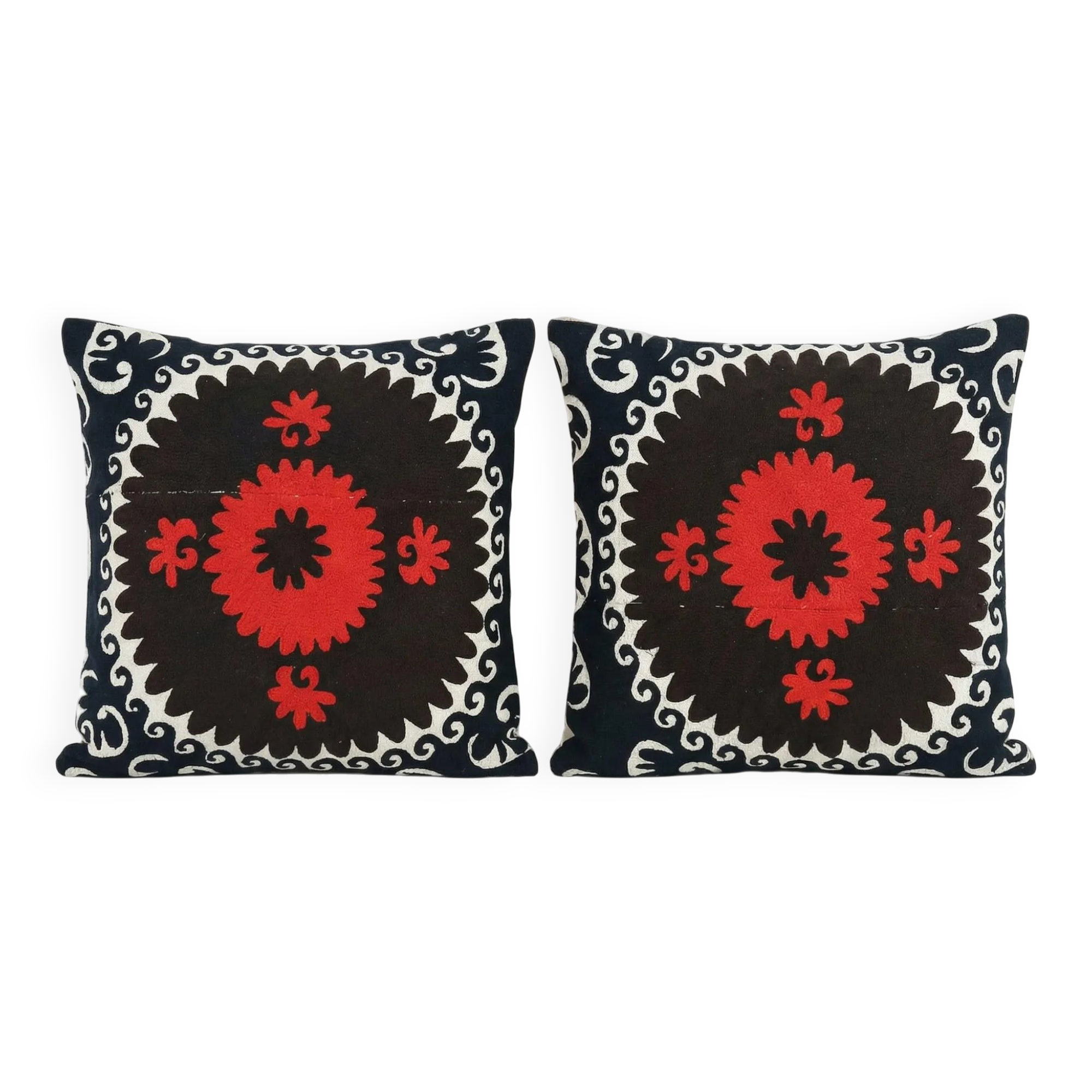 Lot de 2 housses de coussin brodées vintage 61x61 cm