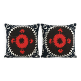 Lot de 2 housses de coussin brodées vintage 61x61 cm