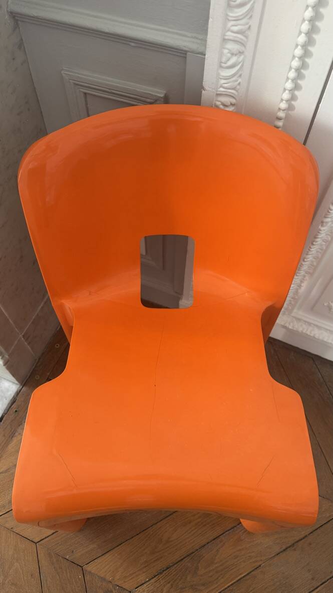 Vintage 1970 Joe Colombo 860 861 Kartell chair bright orange