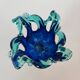 Cobalt blue & turquoise Murano vase - Italian blown glass - White Cristal