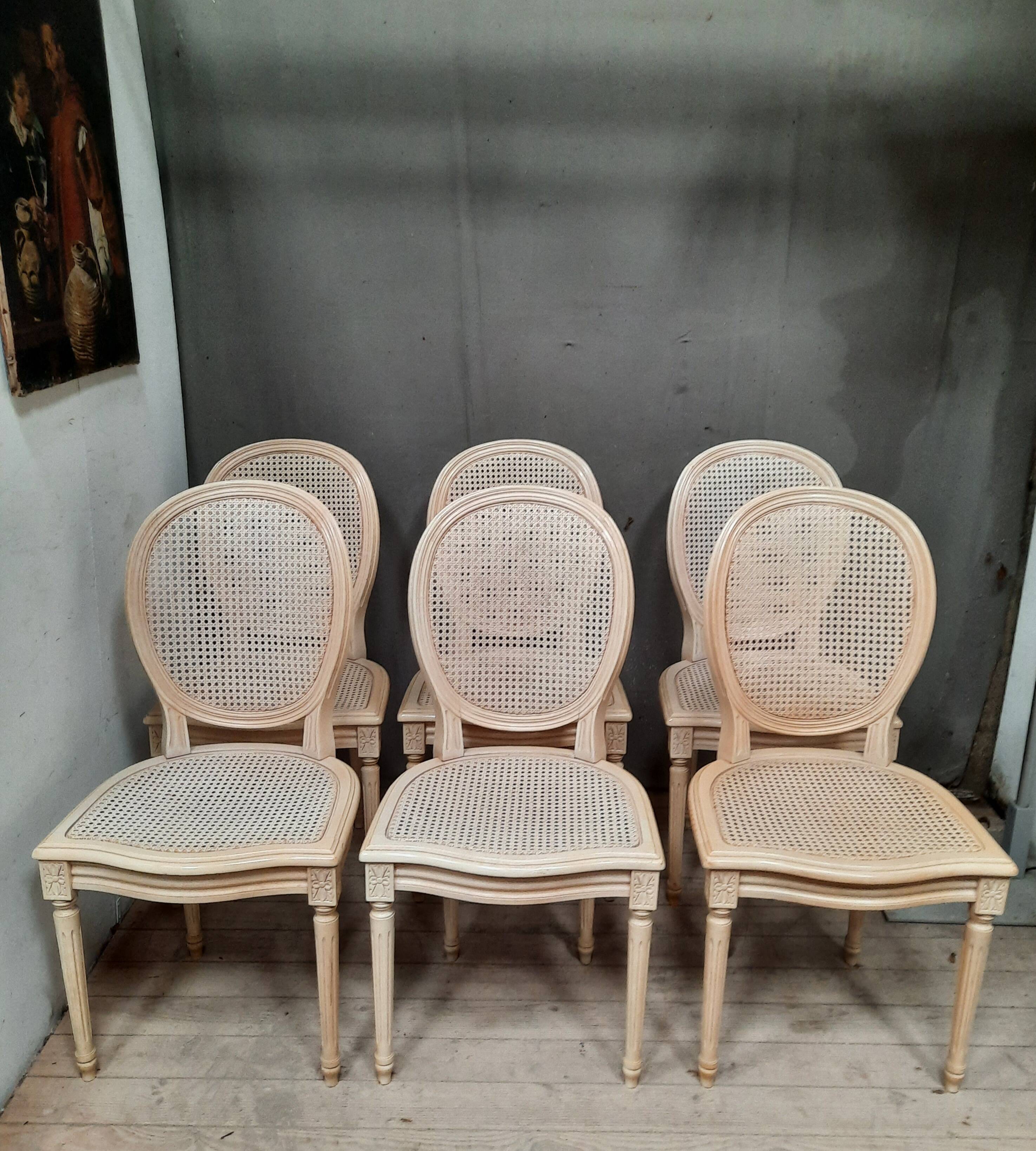 Set of 6 Louis XVI style caned chairs