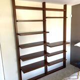 70s teak wall bookcase, minimalist design, 2.5m x 2m