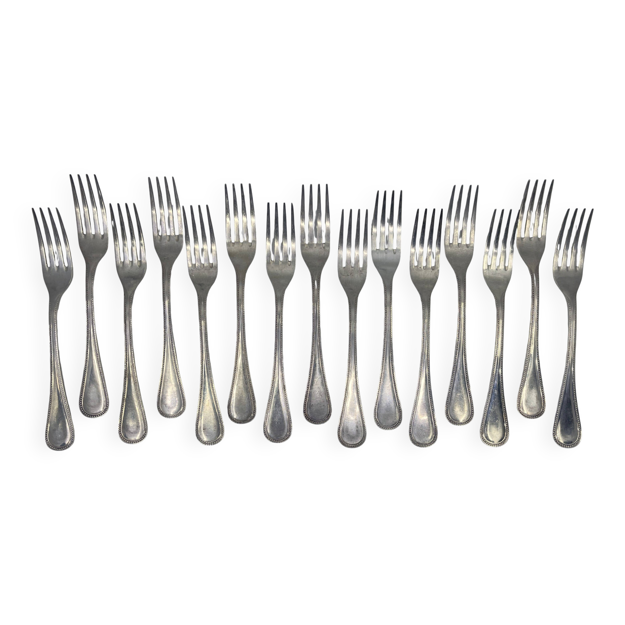 Set of 15 silver-plated dessert forks by Calegaro