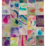 Handwoven Oriental Overdyed 198 cm x 302 cm Multicolor Patchwork Rug