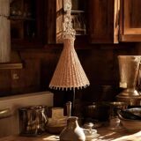Rustic Midcentury Wicker Pendant Lamp, Spain, 1950s
