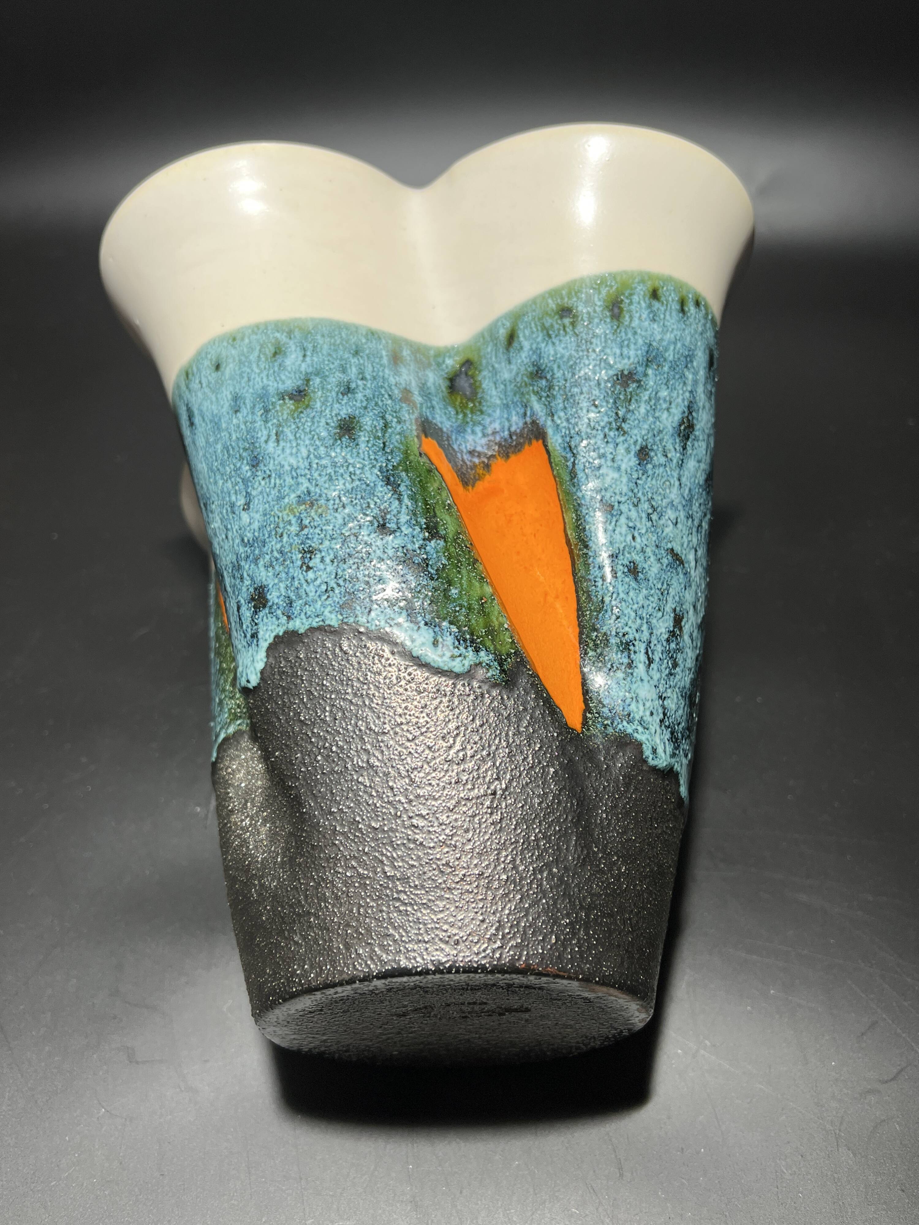 Enamelled ceramic vase signed Elchinger 1950