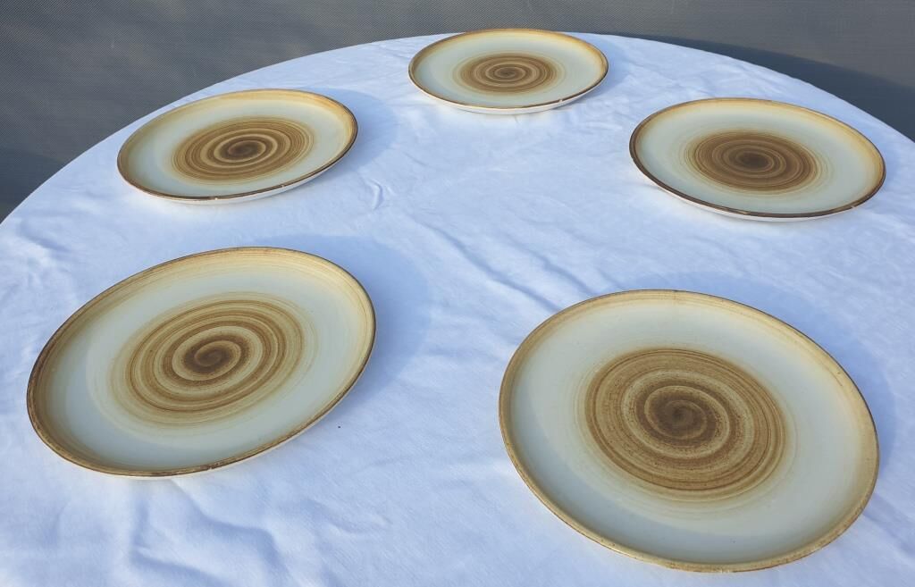 Set 5 plates longchamp 1970 spiral pattern diam24
