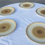 Set 5 plates longchamp 1970 spiral pattern diam24