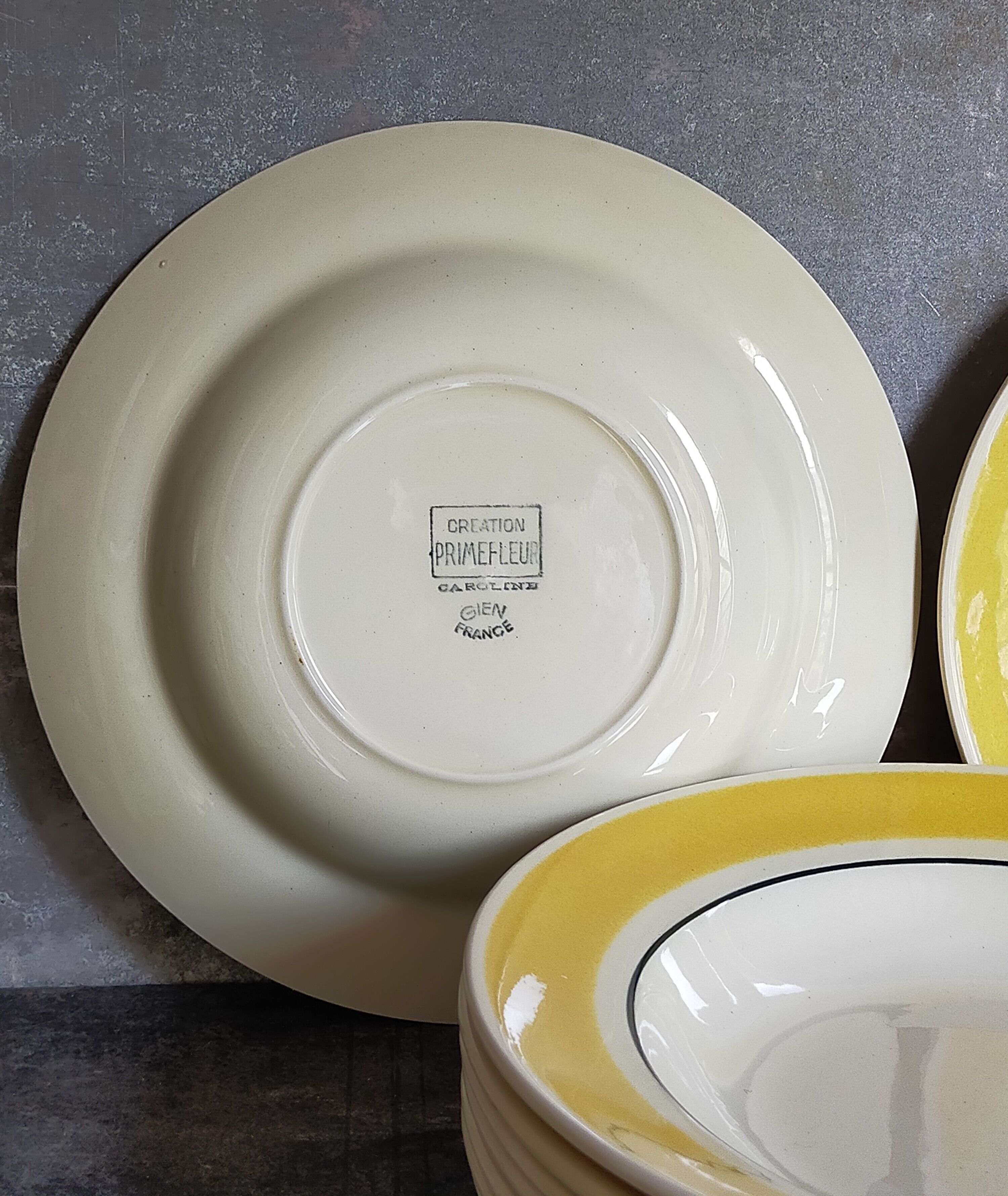 Nine plates faience of gien creation primefleur service caroline vintage