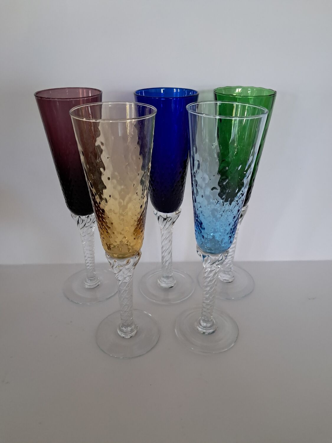 5 Murano champagne flutes