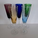 5 Murano champagne flutes