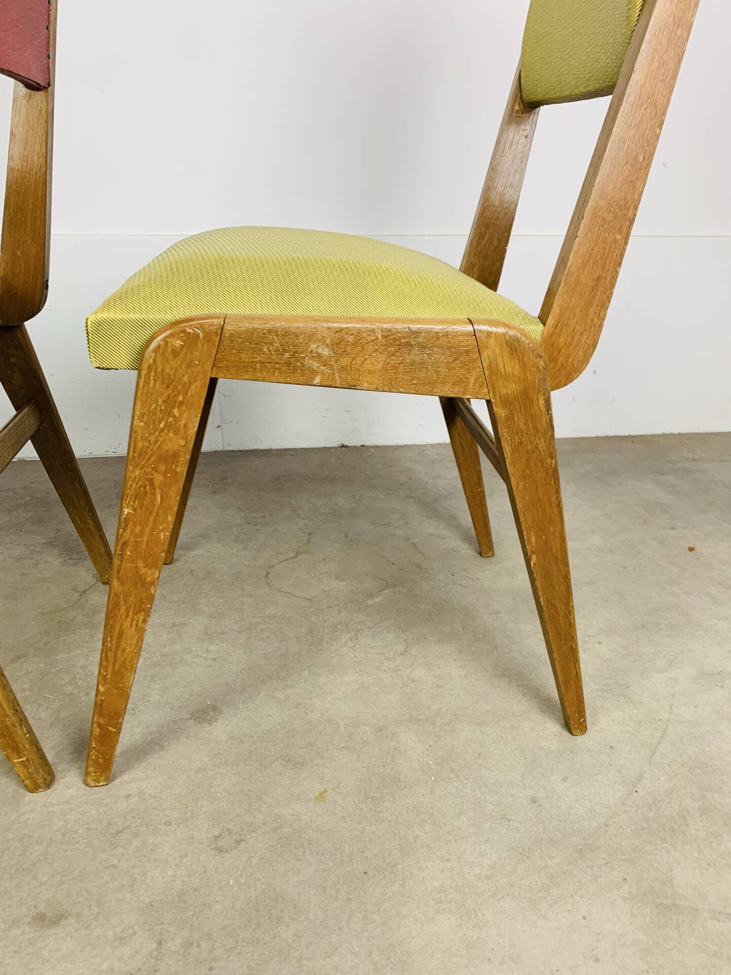 Pair of 50's style reconstruction chairs, wood