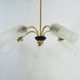 Old 5-branch chandelier, brass and glass tulips, vintage light fixture
