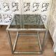 Table Basse / Bout de Canapé Vintage 1970 - Structure Chrome & Plateau Verr
