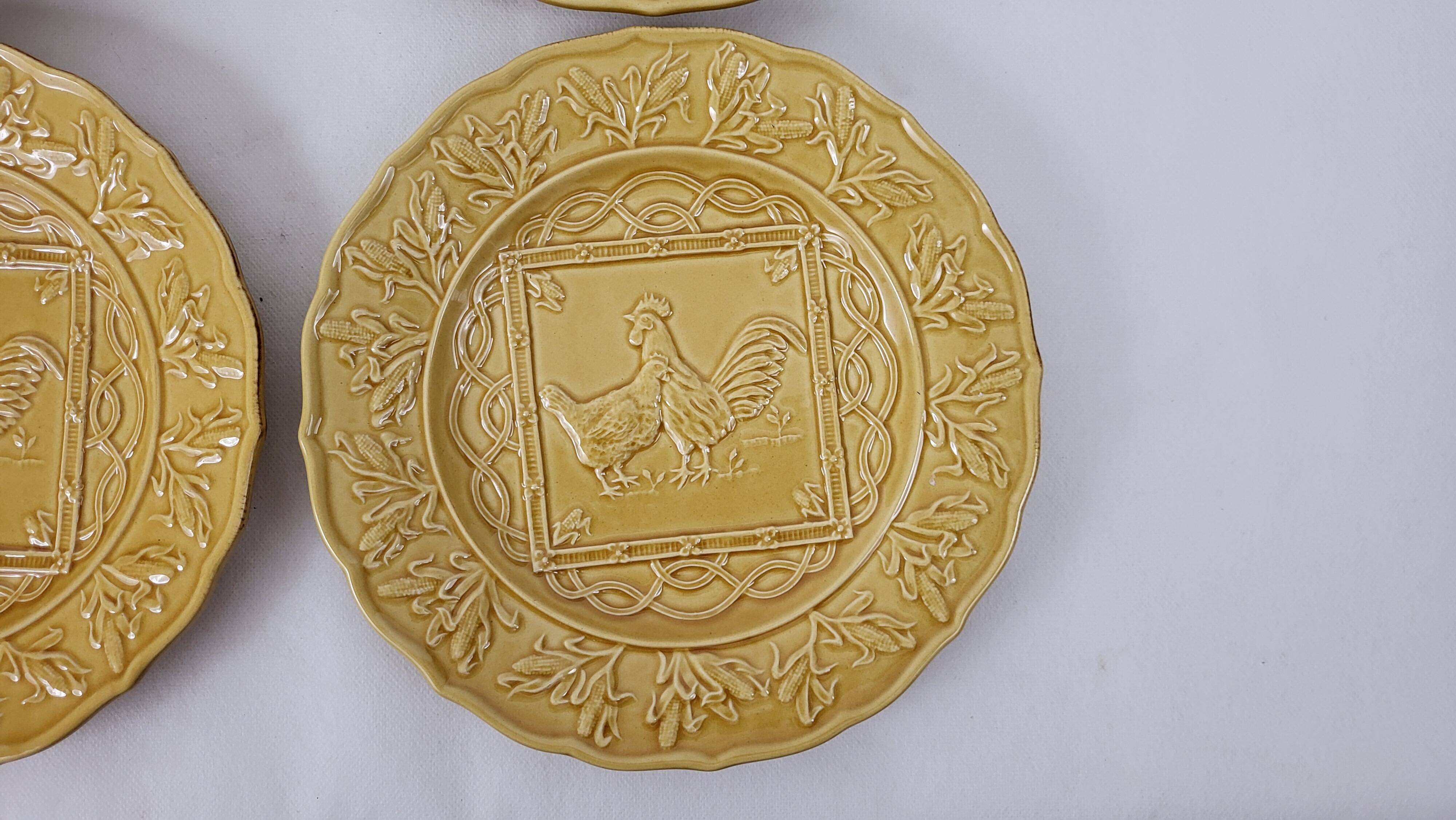 4 Bordallo majolica dinner plates